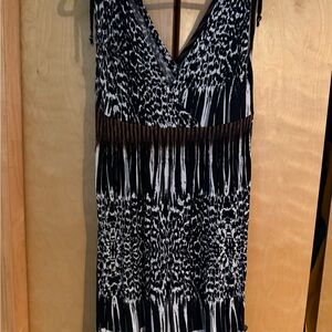 Elegant Black and White Midi Dress